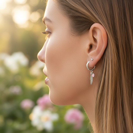 Sterling Silber Creolen - FeatherHeart 