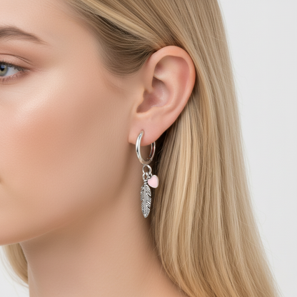 Sterling Silber Creolen - FeatherHeart 