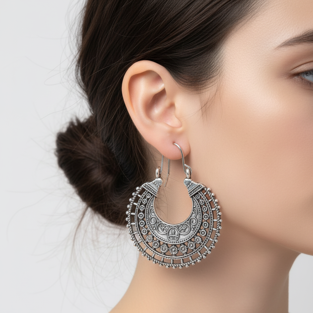 Tibetische Designohrringe - FiligranHoop 