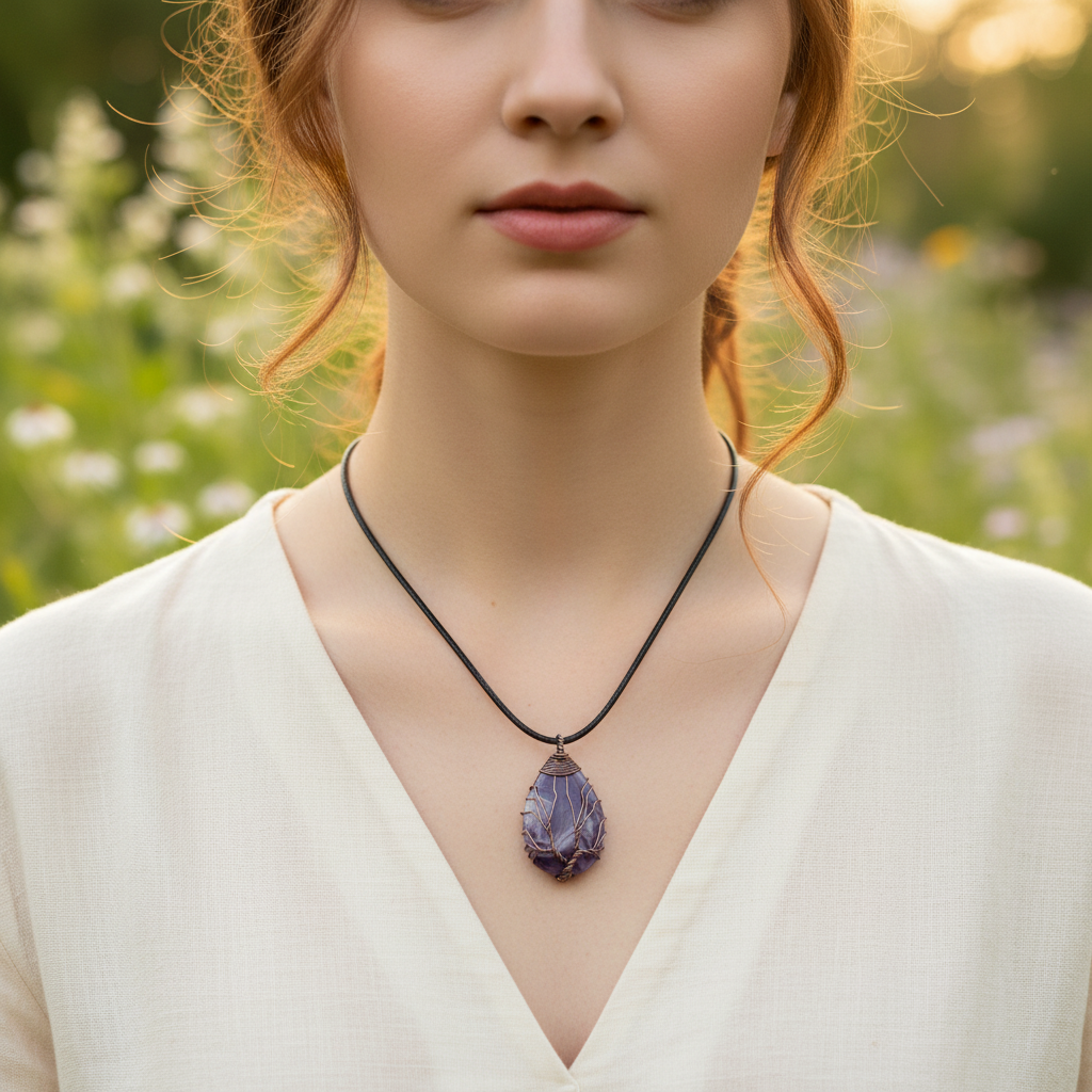 Tropfenförmige Kette - AmethystDream 