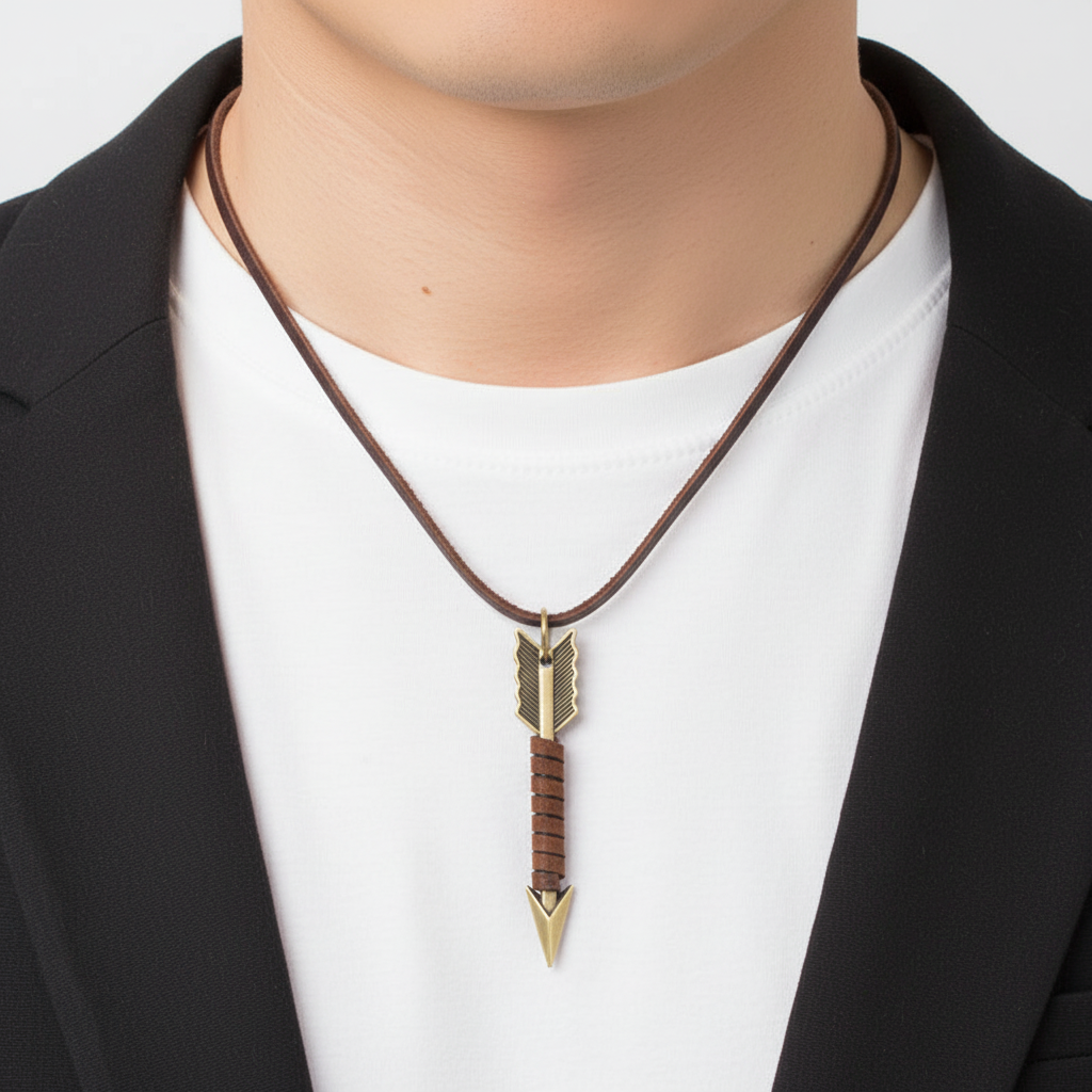Unisex-Halskette Aus Leder - ArrowCharm 