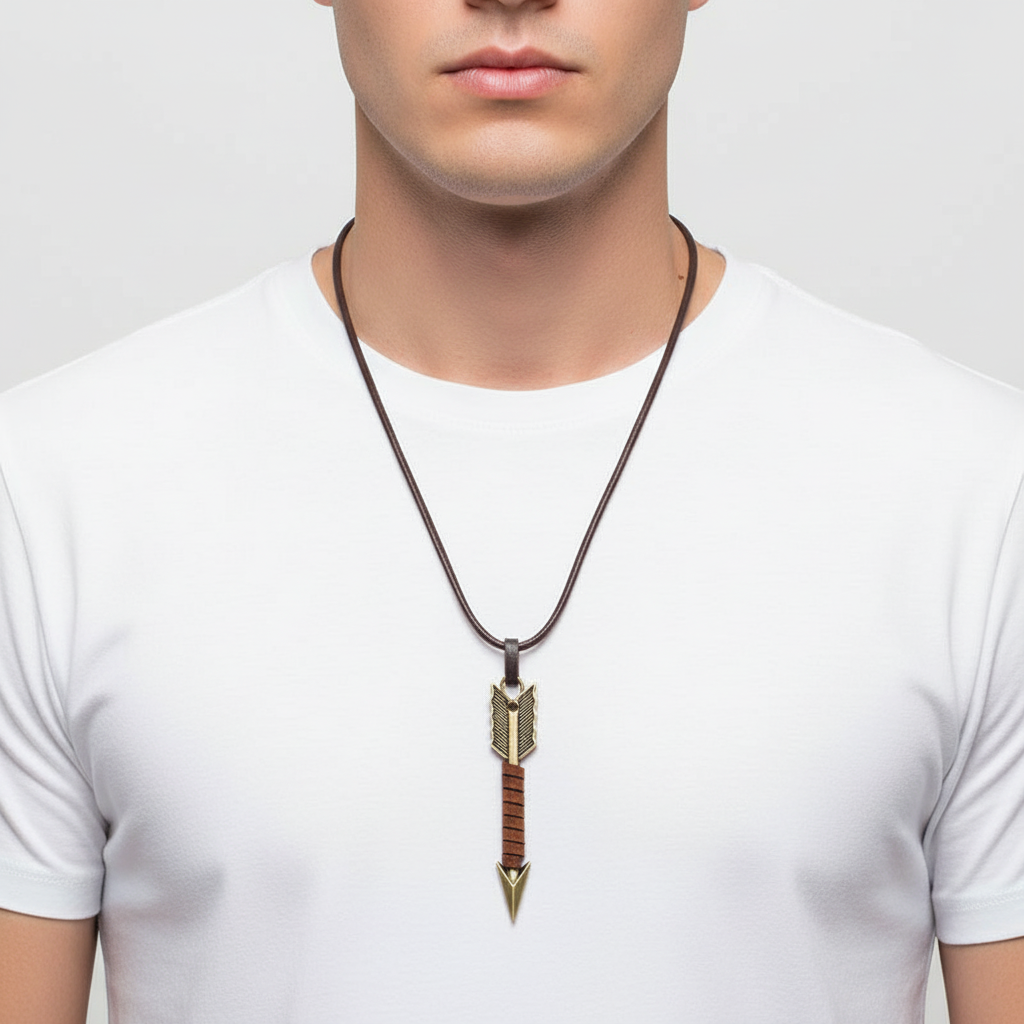 Unisex-Halskette Aus Leder - ArrowCharm 