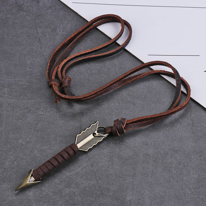 Unisex-Halskette Aus Leder - ArrowCharm 
