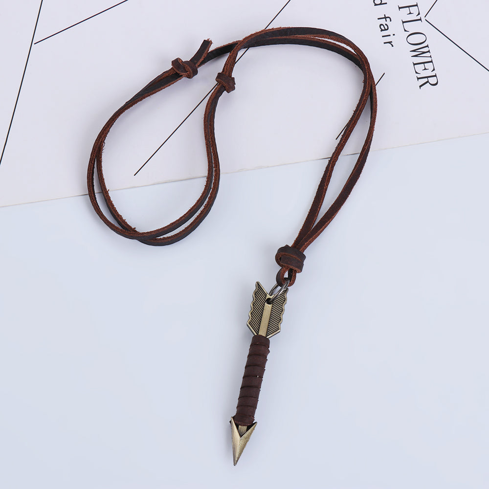 Unisex-Halskette Aus Leder - ArrowCharm 