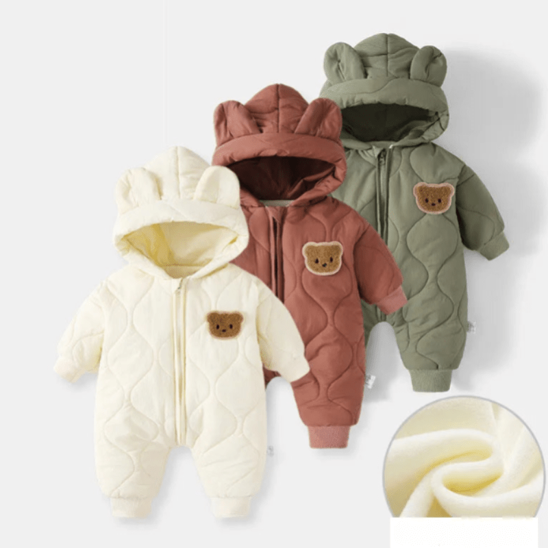 Kapuzen-Winteroverall mit Bärenmotiv für Babys – Kuschelig & Winterwarm