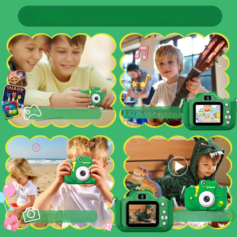 Kinderkamera mit HD-Funktion und Dinosaurier-Design für erste Fotoabenteuer