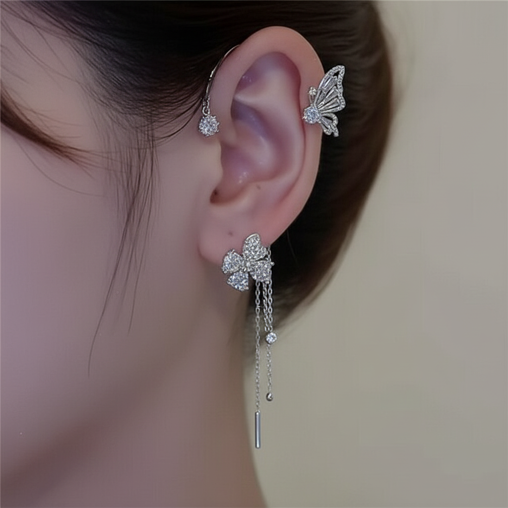 Zirkonia Ohrringe - ButterflyClip 