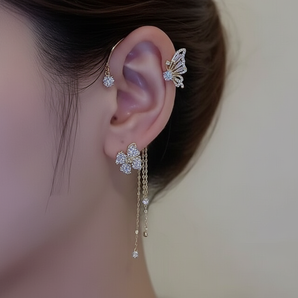 Zirkonia Ohrringe - ButterflyClip 