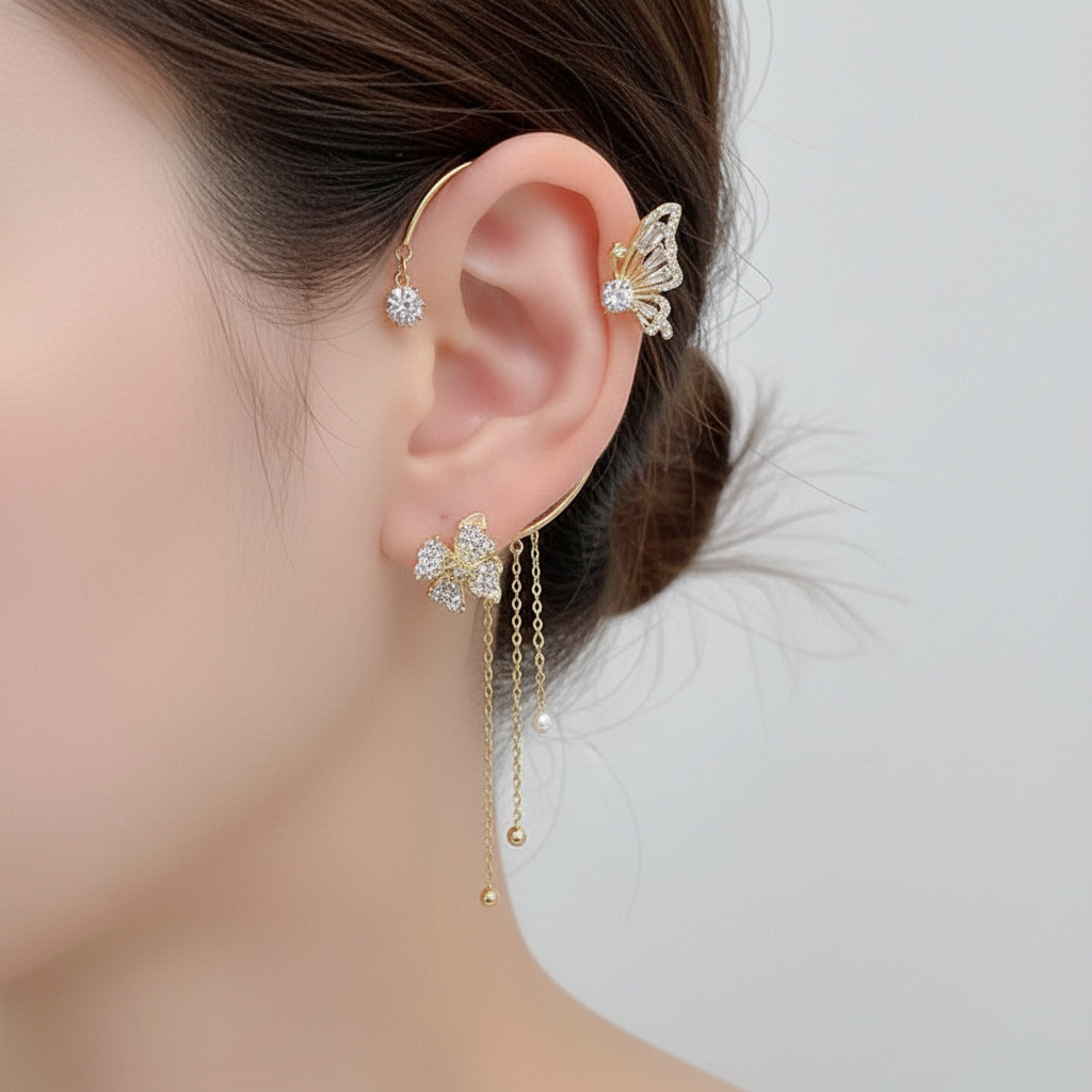 Zirkonia Ohrringe - ButterflyClip 