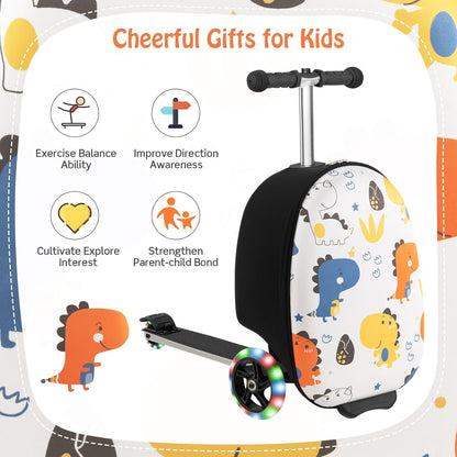 Kinder 2-in-1 Ride-On Scooter Koffer mit LED-Rädern