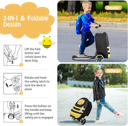 Kinder 2-in-1 Ride-On Scooter Koffer mit LED-Rädern