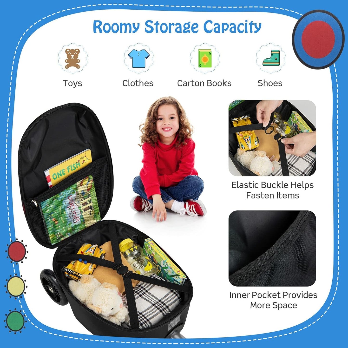 Kinder 2-in-1 Ride-On Scooter Koffer mit LED-Rädern