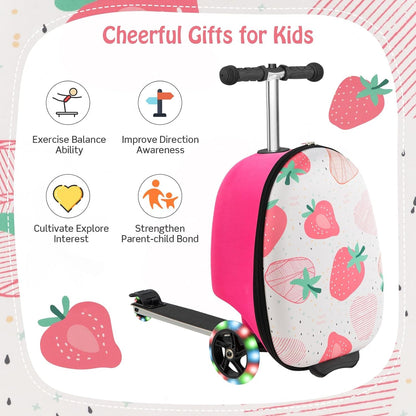 Kinder 2-in-1 Ride-On Scooter Koffer mit LED-Rädern