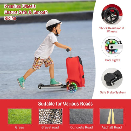 Kinder 2-in-1 Ride-On Scooter Koffer mit LED-Rädern