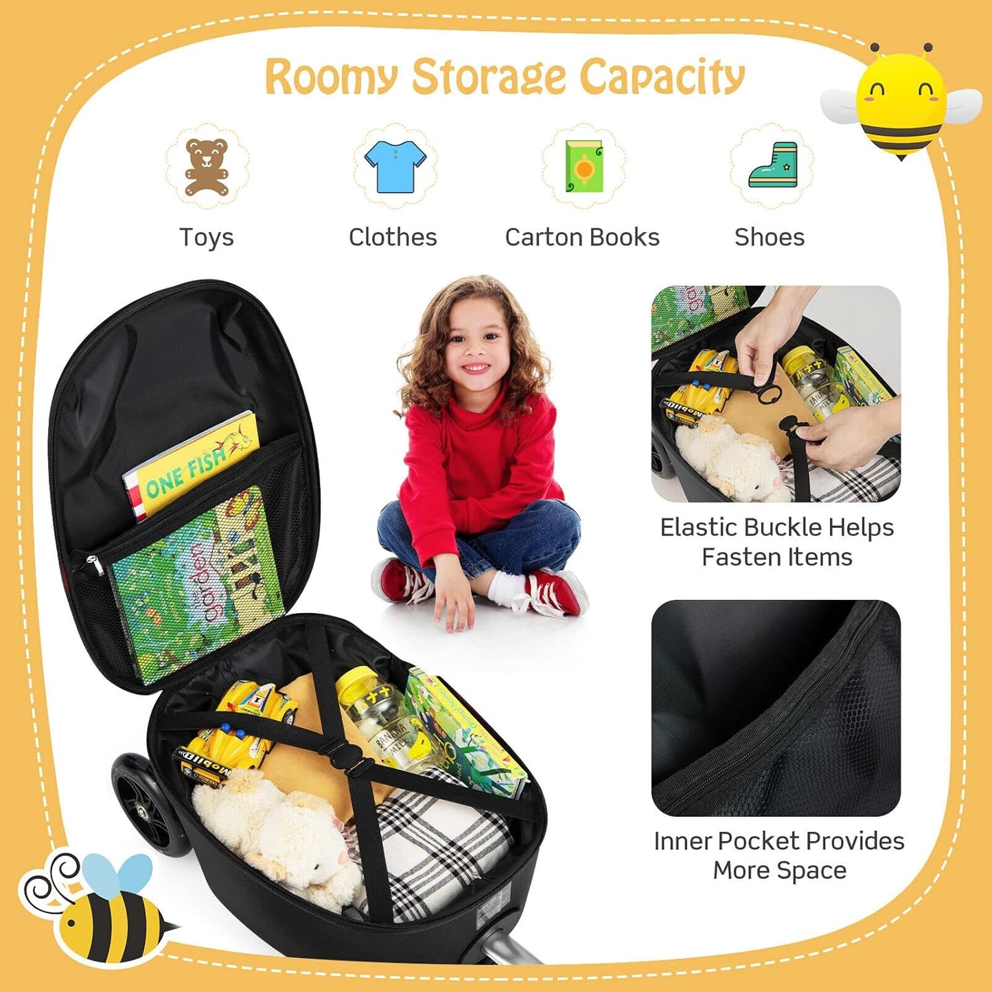 Kinder 2-in-1 Ride-On Scooter Koffer mit LED-Rädern