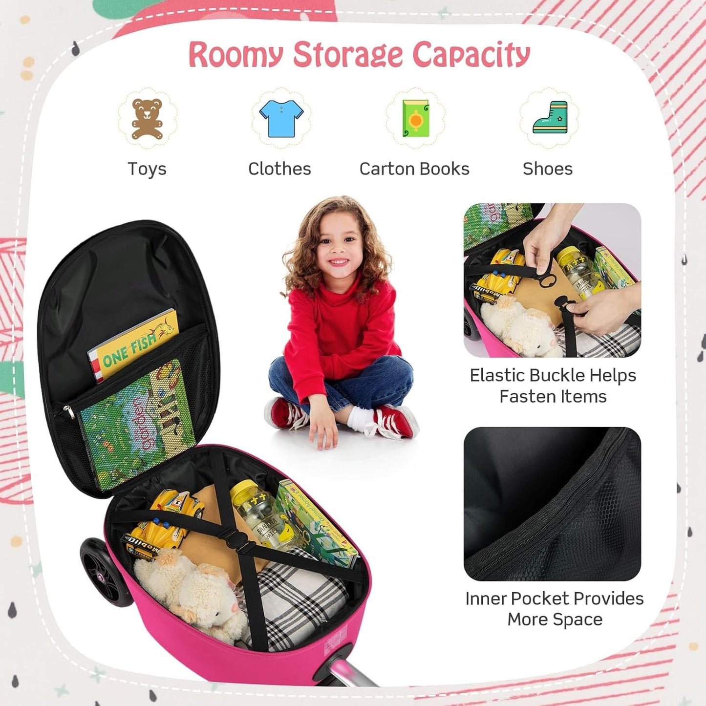 Kinder 2-in-1 Ride-On Scooter Koffer mit LED-Rädern