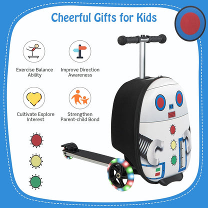 Kinder 2-in-1 Ride-On Scooter Koffer mit LED-Rädern