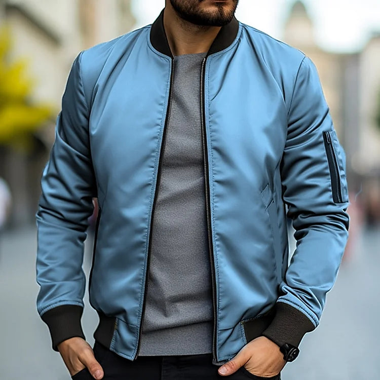 Herren Bomberjacke | Armtasche | Reißverschluss | Regular Fit | Kragen ...