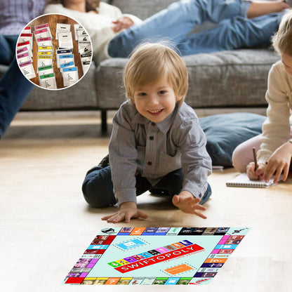 Musikbasiertes Brettspiel mit Songkarten und Monopolygeld für Spielabende