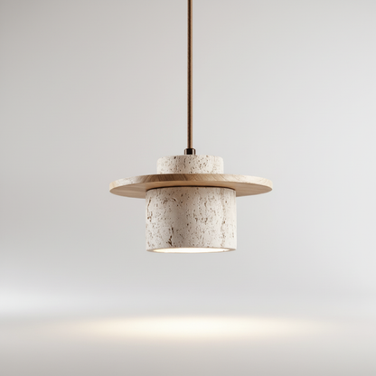 Hängelampe Travertin Holzoptik - Travento