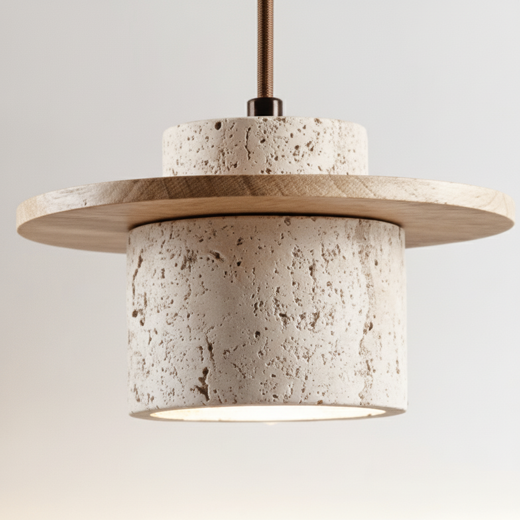 Hängelampe Travertin Holzoptik - Travento