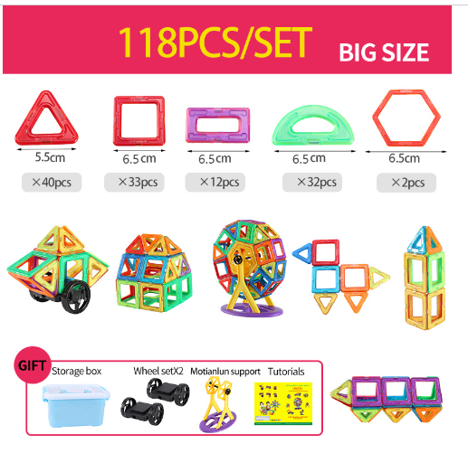 Magnetische Konstruktionsbausteine für Kinder – Lernspiel mit 118/148 Teilen