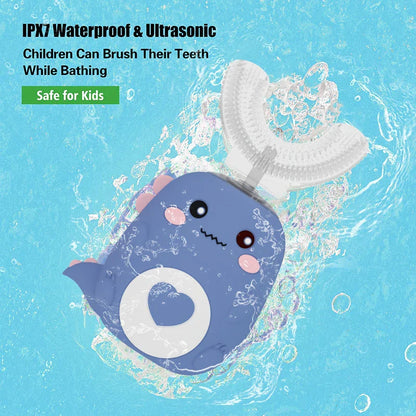 U-förmige Kinderzahnbürste mit Schallreinigung und Silikonaufsatz