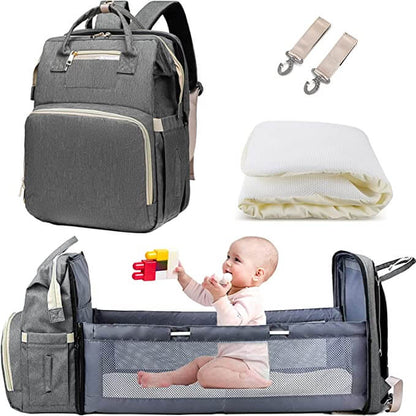 Convertible Baby Wickelrucksack mit Faltbarem Babybett – Wasserdichtes Multi-Taschen-Design
