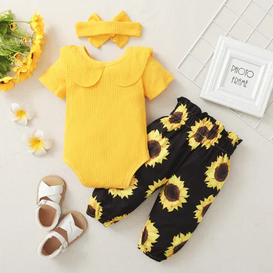 2-teiliges Baby-Outfit mit Sonnenblumenmuster – SonnenLächeln